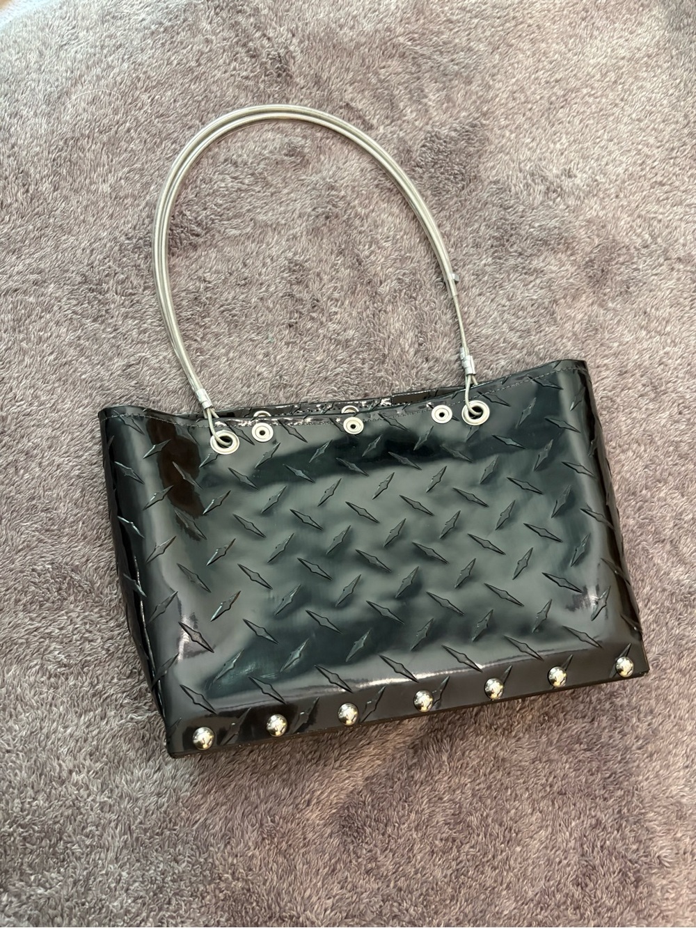 Hardware by Renee Black Patent Tote with Silver Hoop Handles - Picture 10 of 10